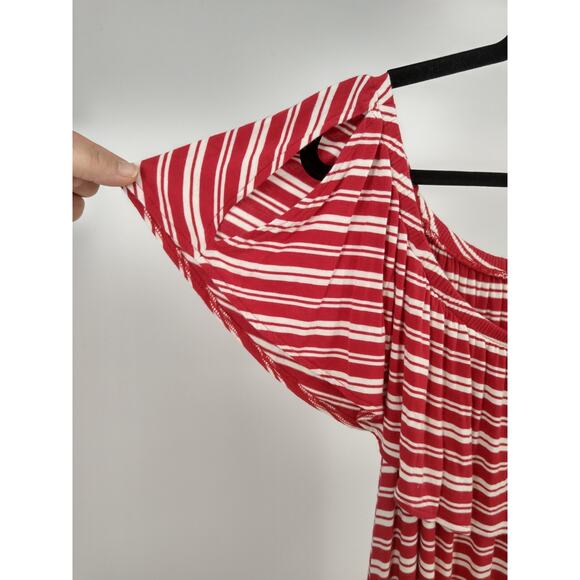 Lane Bryant A-Line Dress Plus 14/16 Striped‎ Cutout Off The Shoulder Red White - Picture 7 of 7
